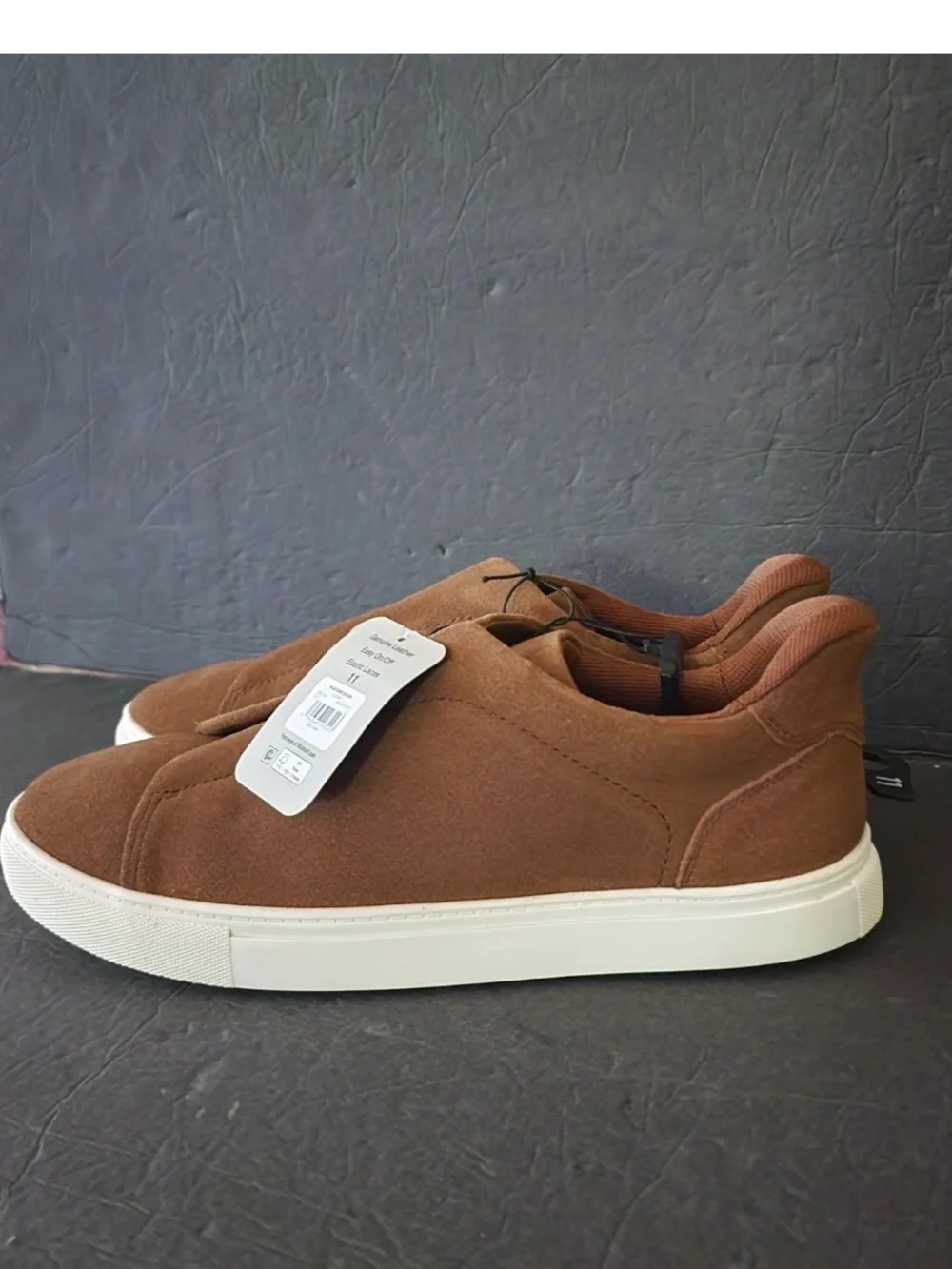 NWT! George Men's Gore Slip On Shoes Cognac Brown Size 11 Genuine Leather No Box